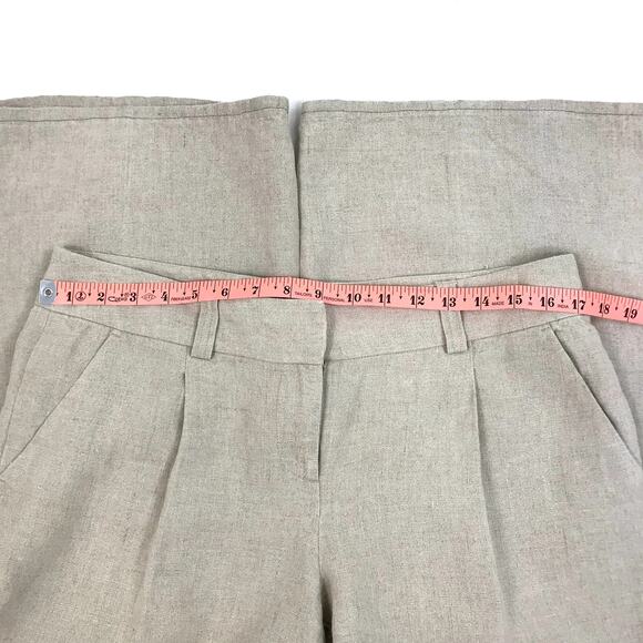 MICHAEL KORS Linen Wide Pant Women Sz10 Natural Cottage Fairy Retro Preppy Boho - Picture 4 of 7